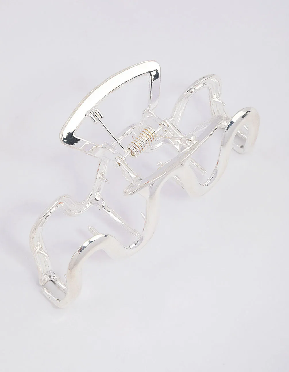 Silver Metal Wavy Hair Claw Clip