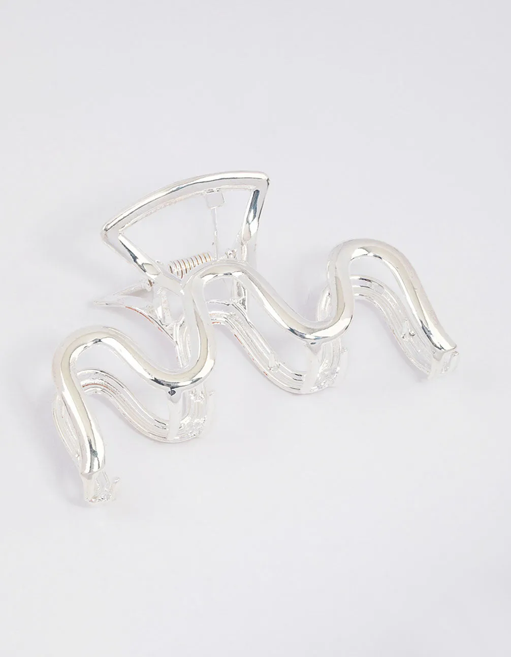 Silver Metal Wavy Hair Claw Clip