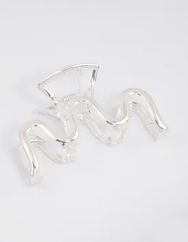 Silver Metal Wavy Hair Claw Clip