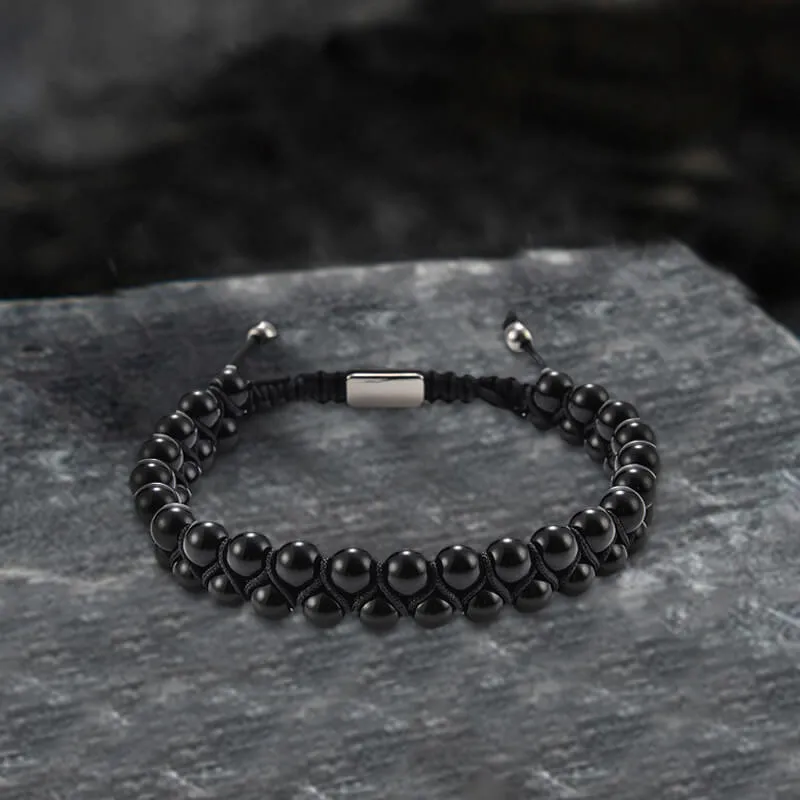 Simple Braided Natural Stone Bead Bracelet