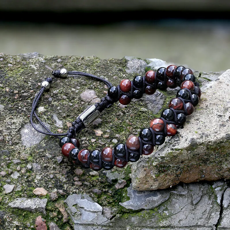 Simple Braided Natural Stone Bead Bracelet