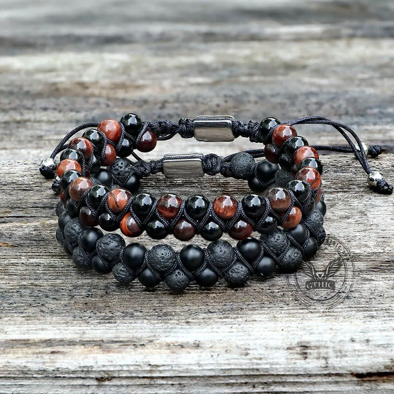 Simple Braided Natural Stone Bead Bracelet