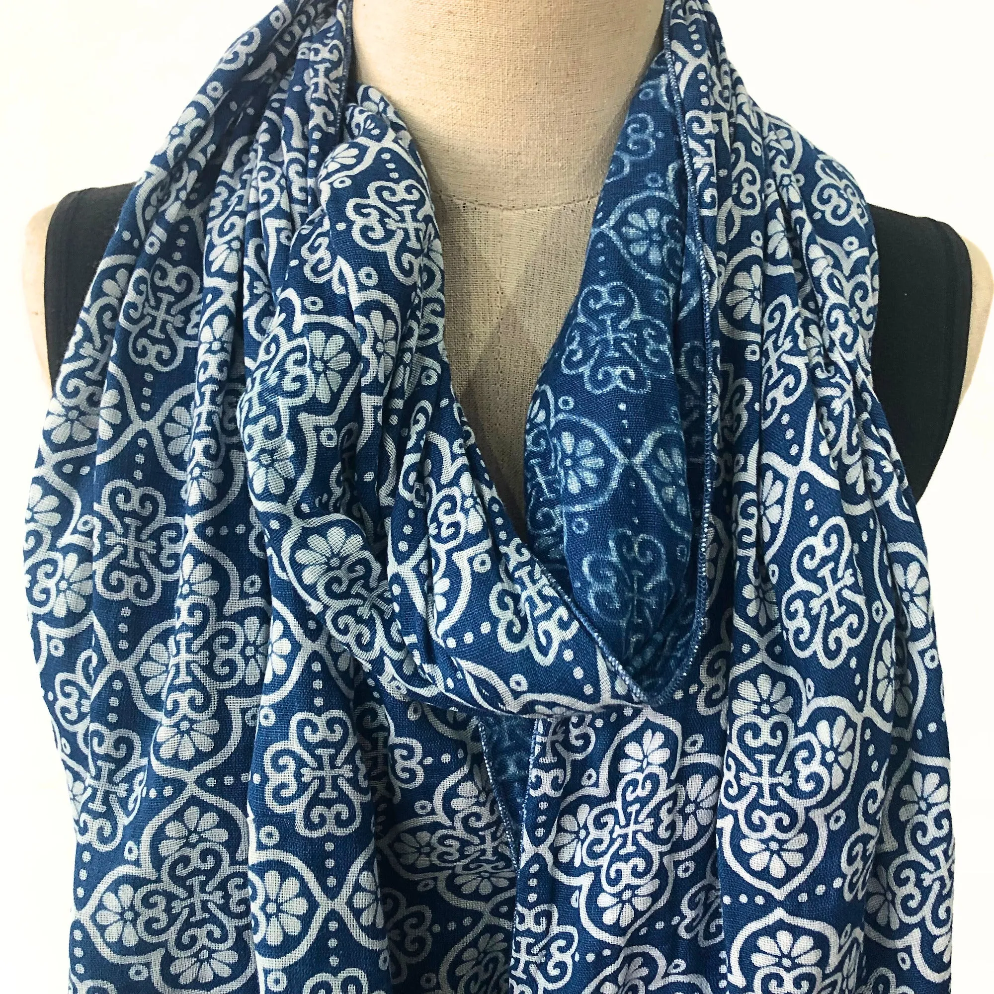 Soft Cotton Gauze Scarf in Flower Design