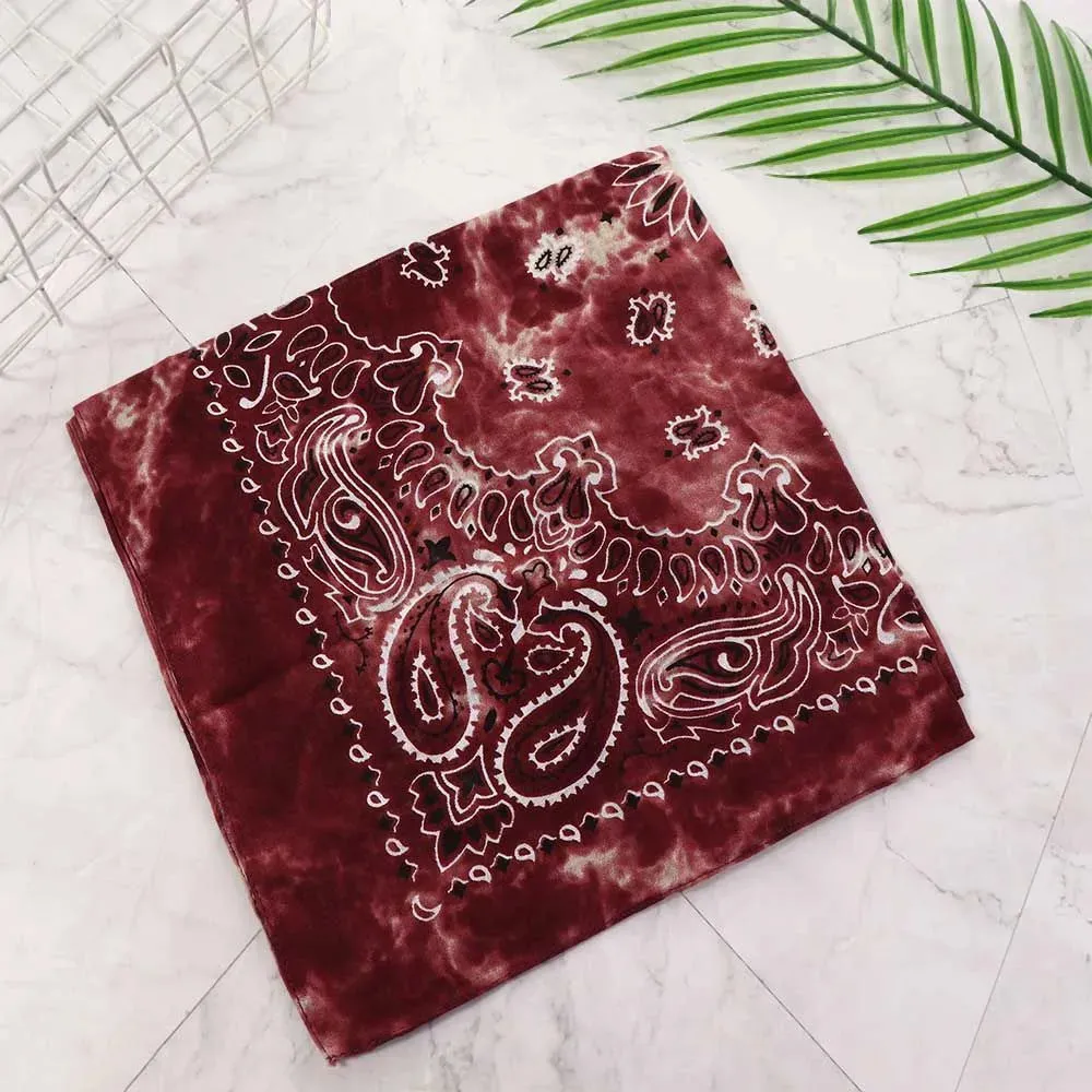 Square Scarf Hair Band Neck Scarf Cotton Bandana Hip Hop Paisley Headband Kerchief Neck Wrap Cashew Tie-dye Seamless Scarves DIY