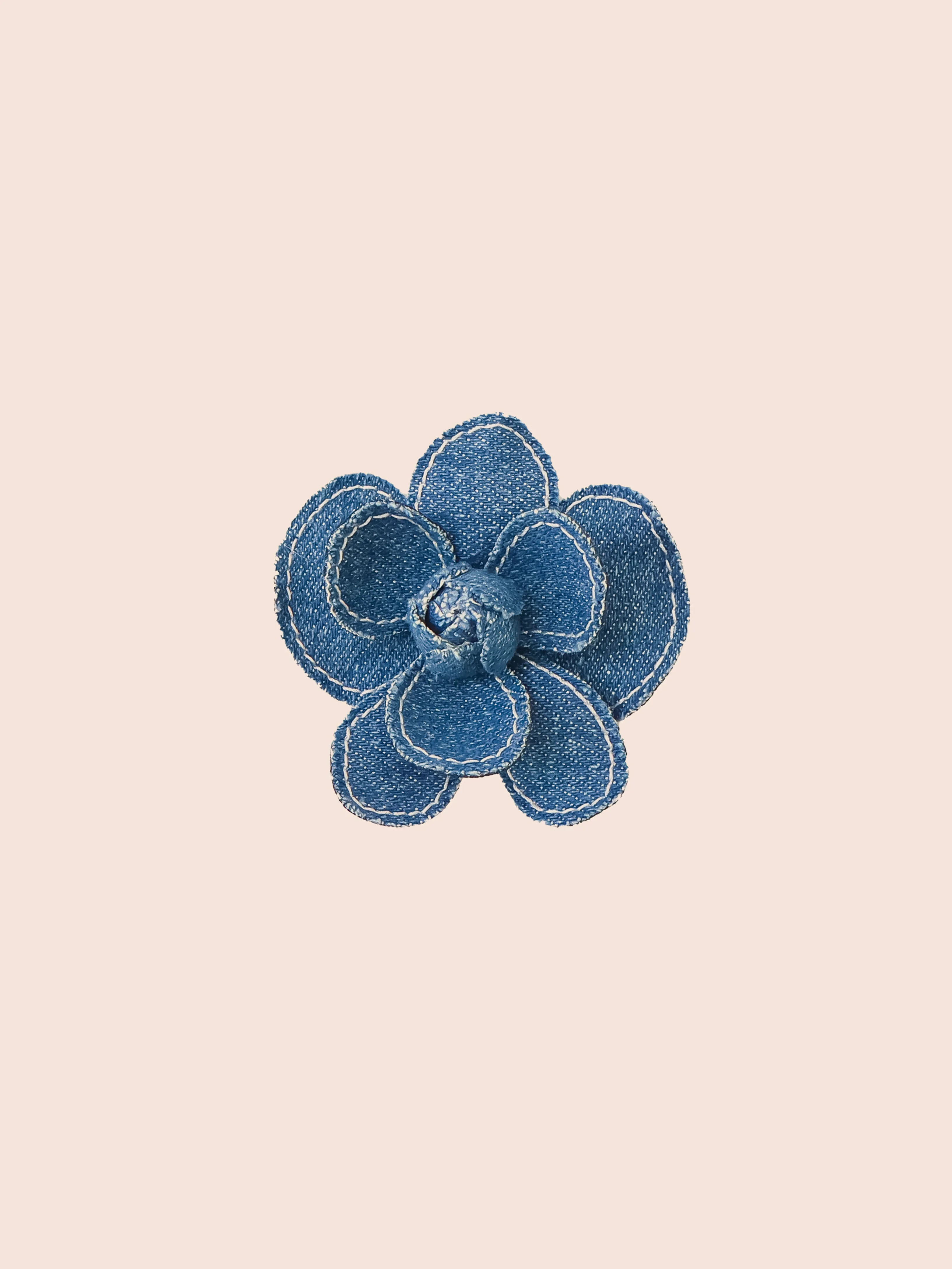 Stitch Flower Clip Dark Denim