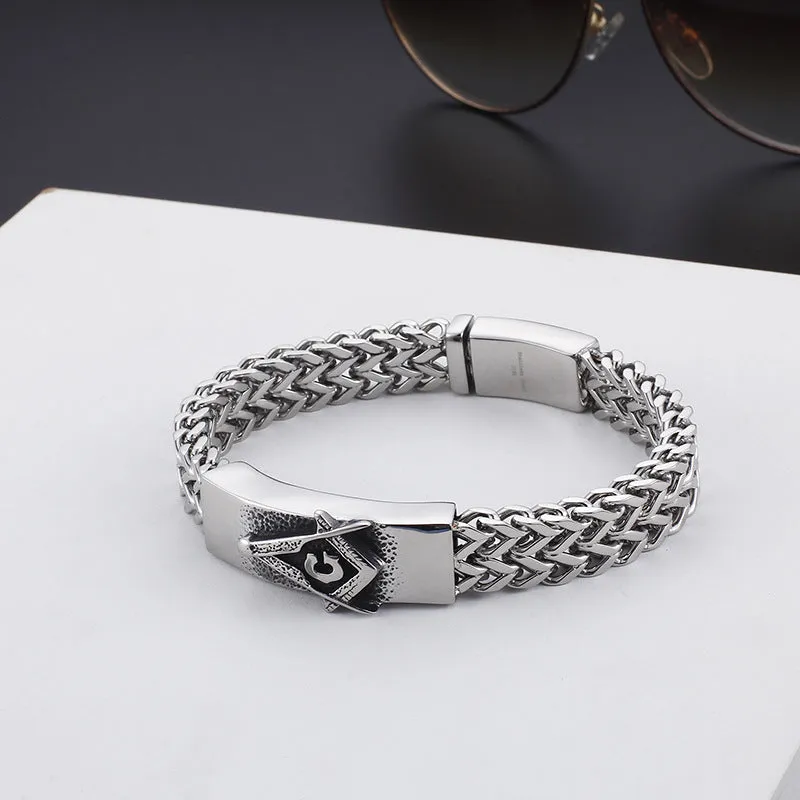 Stylish Men's Freemasonry Stainless Steel Bracelets for Everyday Wear