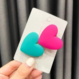 Sweet Fashion Candy Colored Heart-Shaped Hair Clips