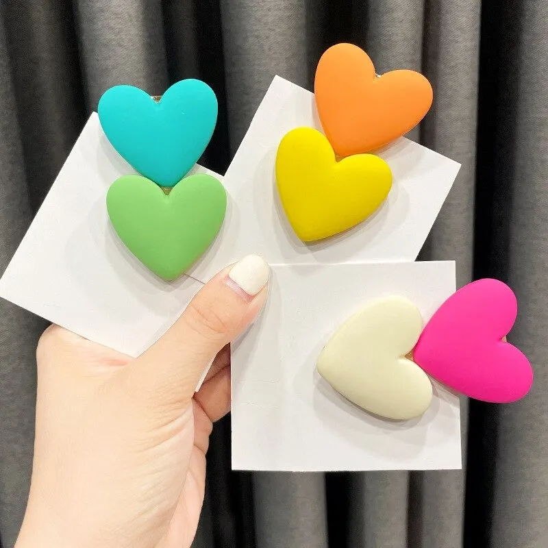 Sweet Fashion Candy Colored Heart-Shaped Hair Clips