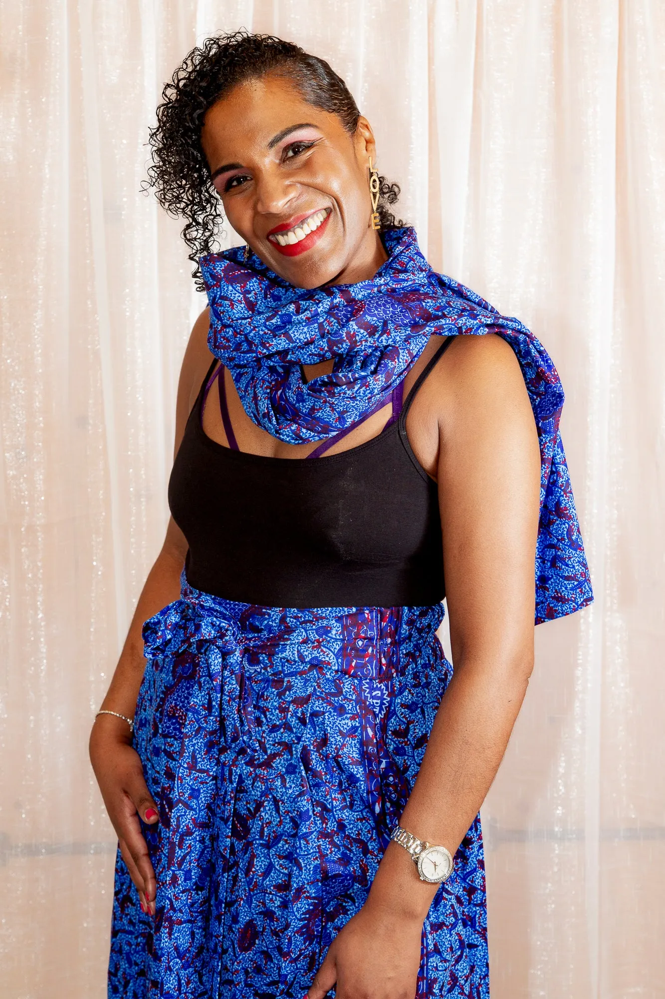 The Ultimate African Scarf African Print Ankara 100% Cotton Blue Botanical