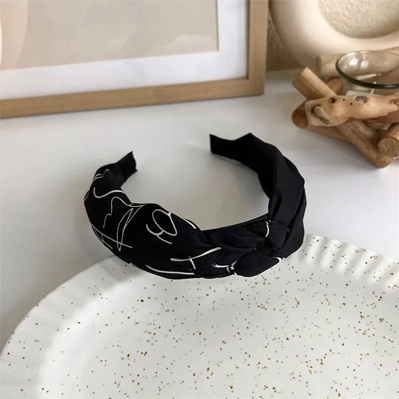 VAIGE Winter Velvet Bezel Hair Band with Pearl Cross Design, Black Leather Braided Headband for Casual Wear