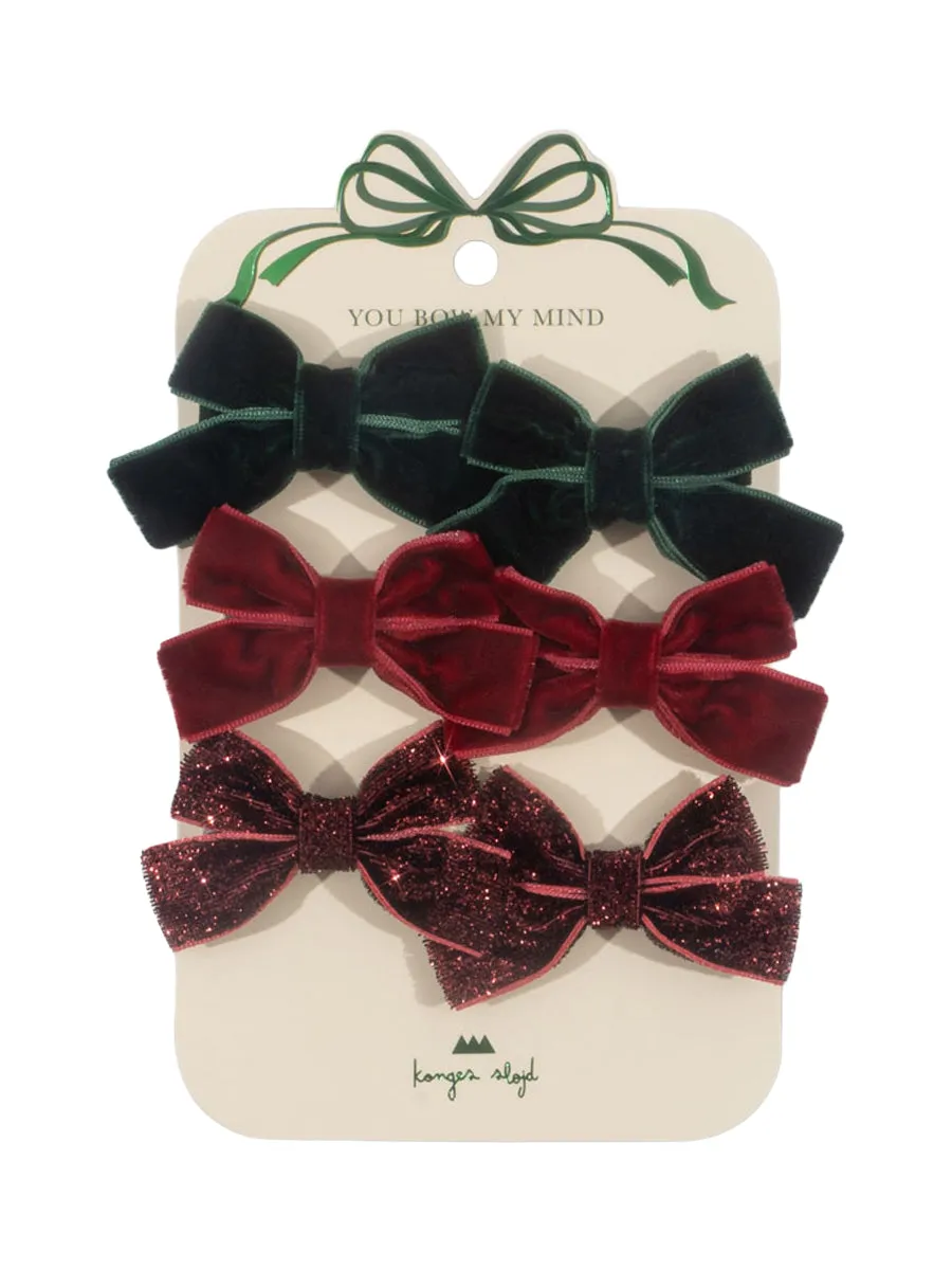 Velvet & Glitter Bow Hair Clip Set