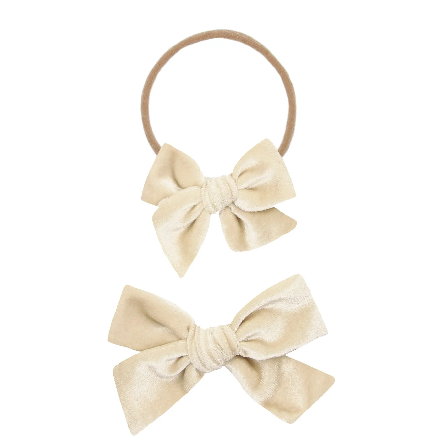 Velvet Latte Bow Headband/Lou Lou