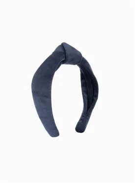 Velvet Top Knot Headband in Navy