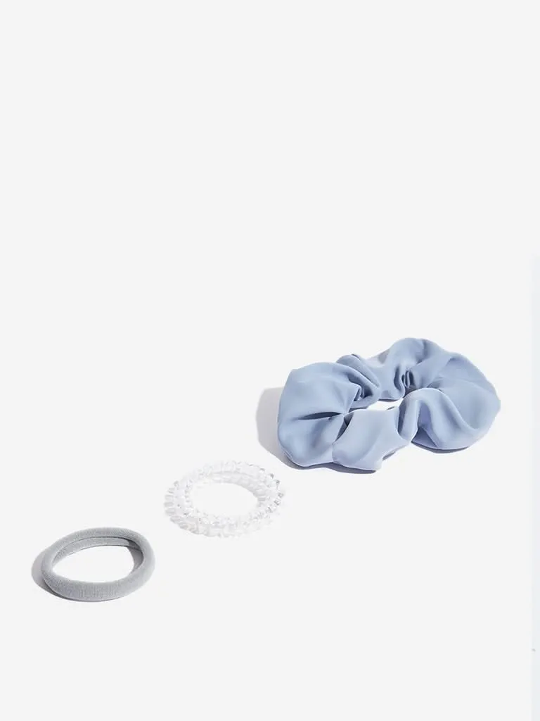 Westside Accessories Blue Scrunchies Set - Pack Of 3