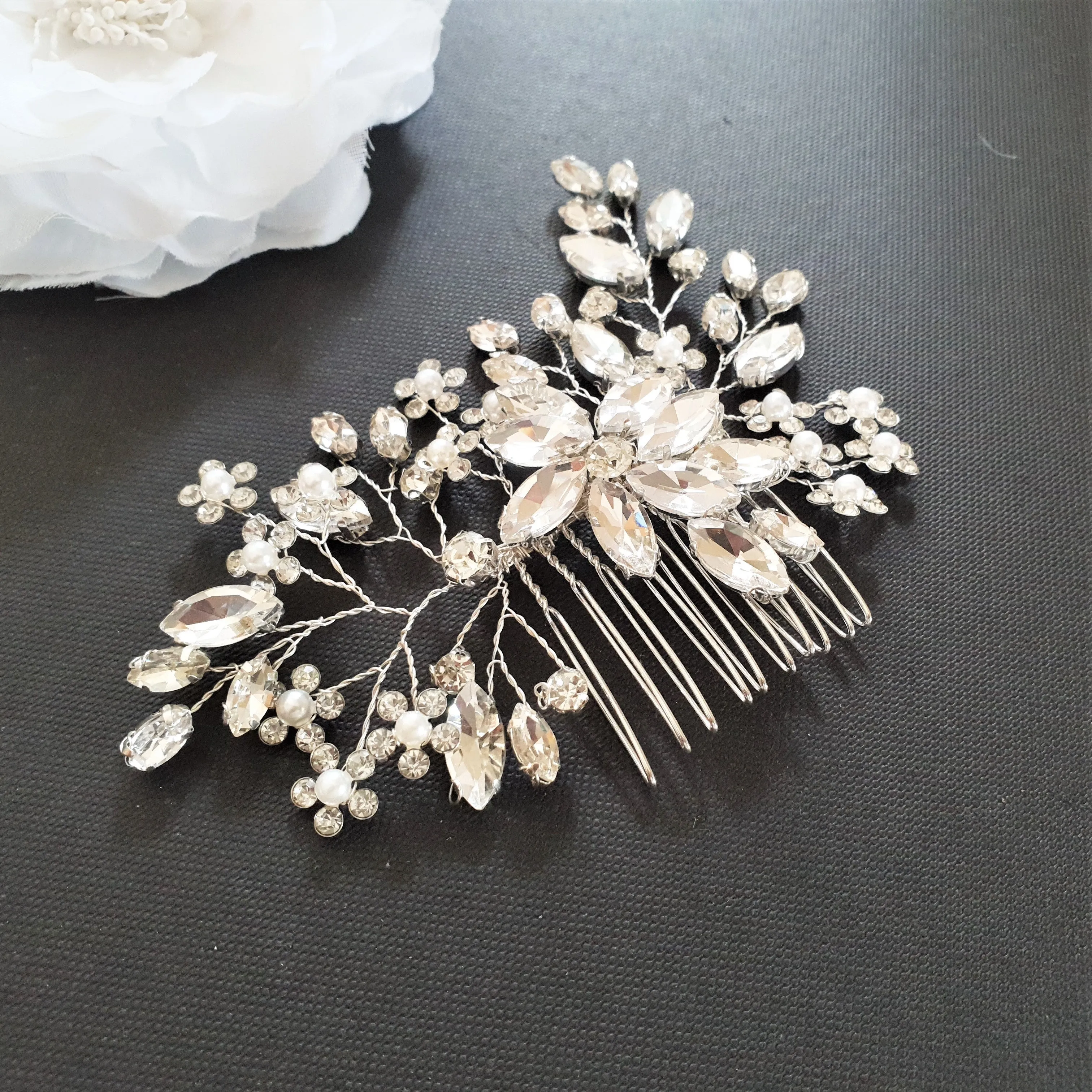 Wholesale Crystal Hair Accessories Set for Weddings-Poppy