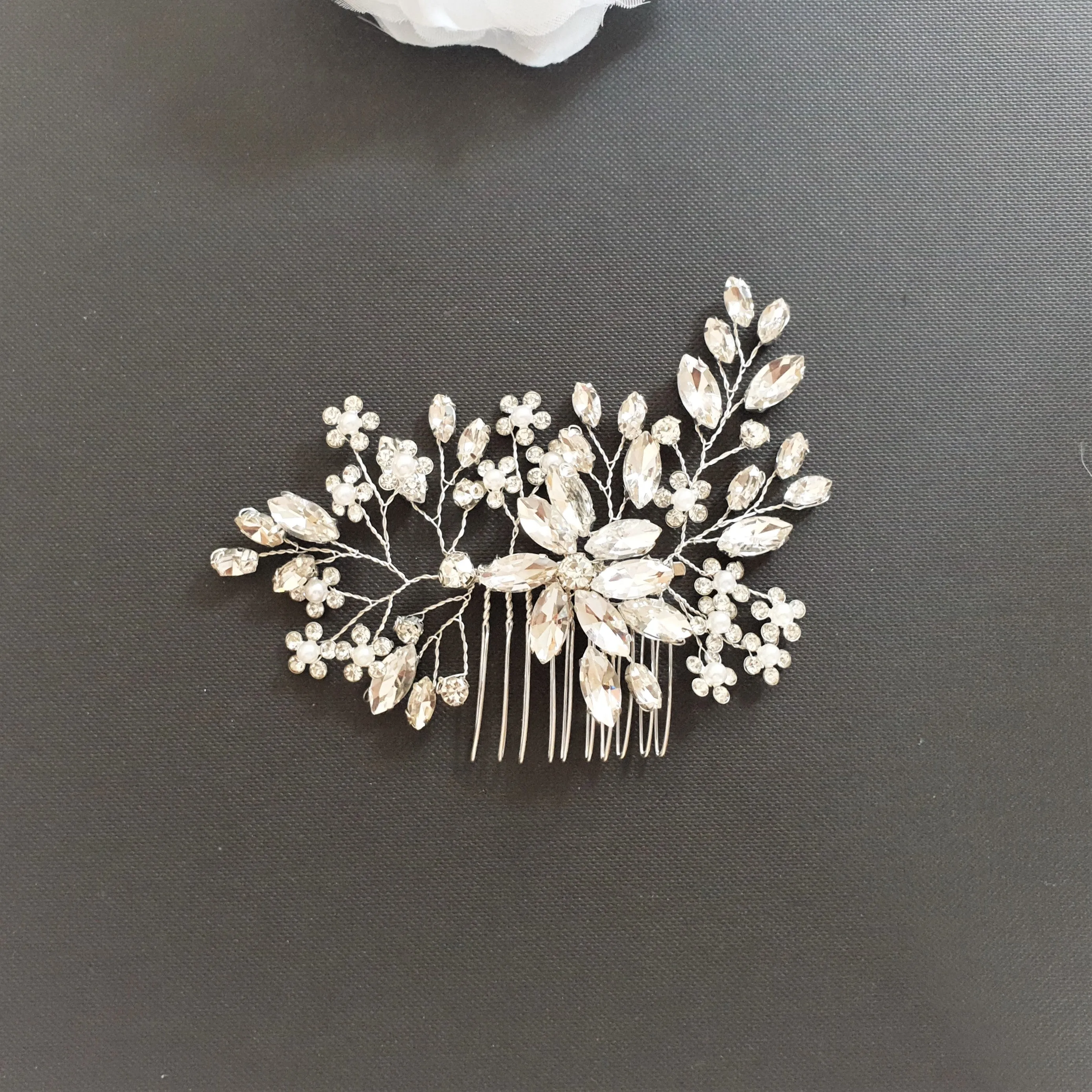 Wholesale Crystal Hair Accessories Set for Weddings-Poppy