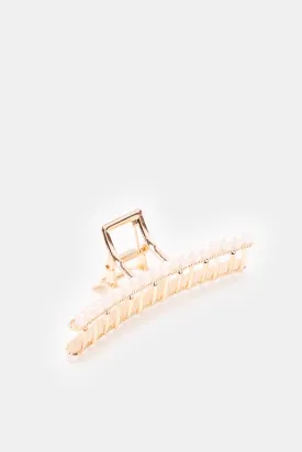 Women Gold Pearls Hair Claw